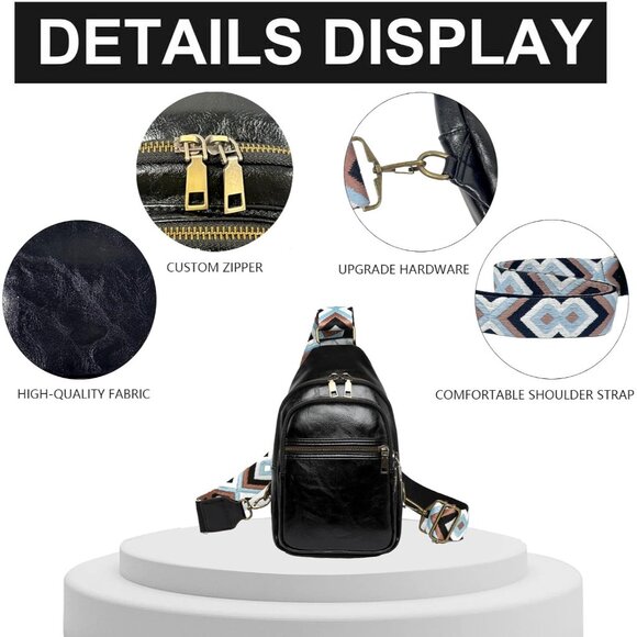 Sling Leather Bags For Women Black2 - Picture 4 of 5